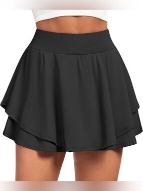 Women’s Pleated, double ruffled high-waisted Tennis/Golf Skirt